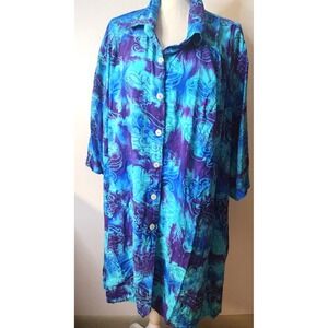 We Be Bop Womens Shirt Tunic Top  Rayon Boho Artsy Oversized  Size 5X